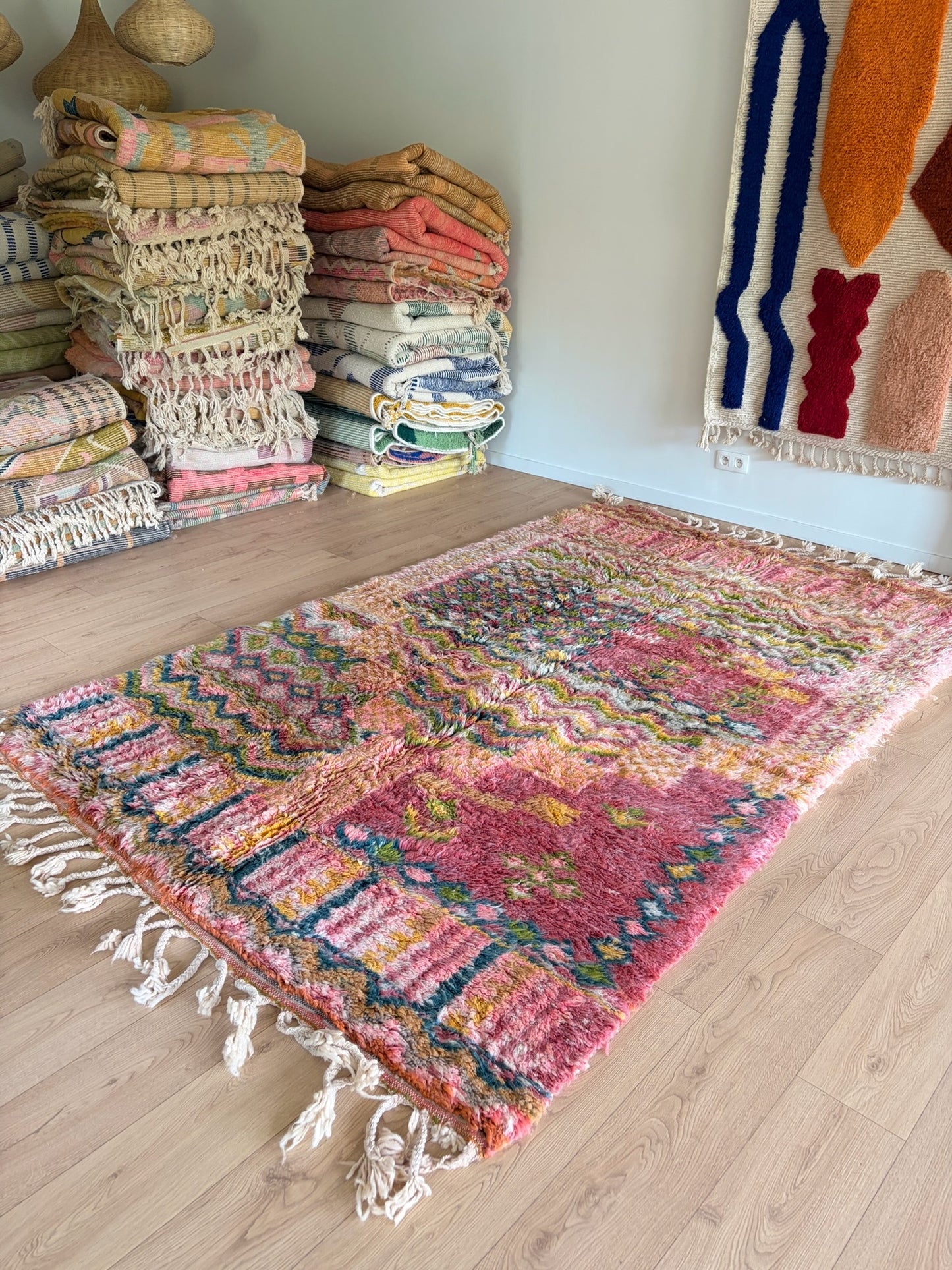Beni Ouarain Moroccan Colorful Rug (1236) 293x188cm - Flower Fields