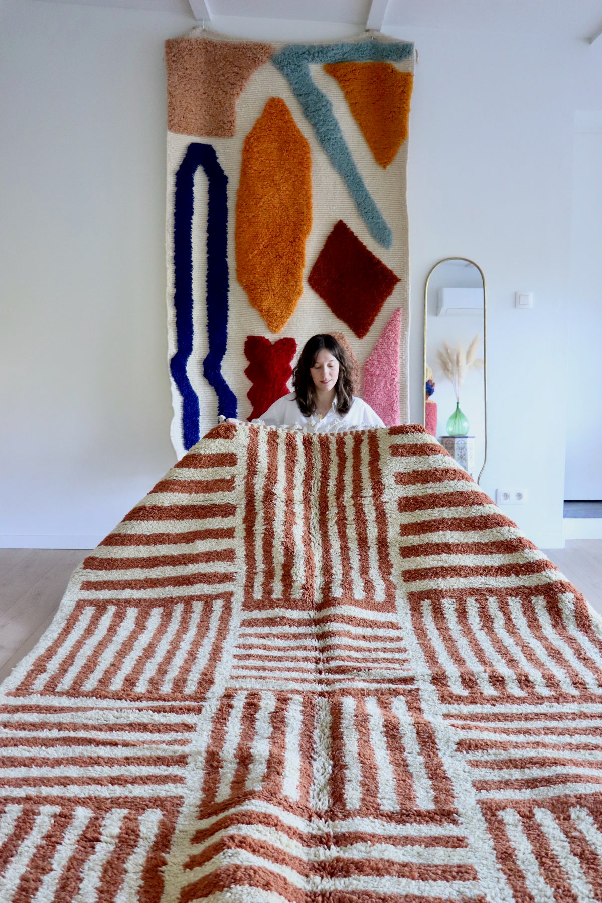 Beni Ouarain Marokkaans kleurrijk tapijt (1284) 295x205cm - Cubes