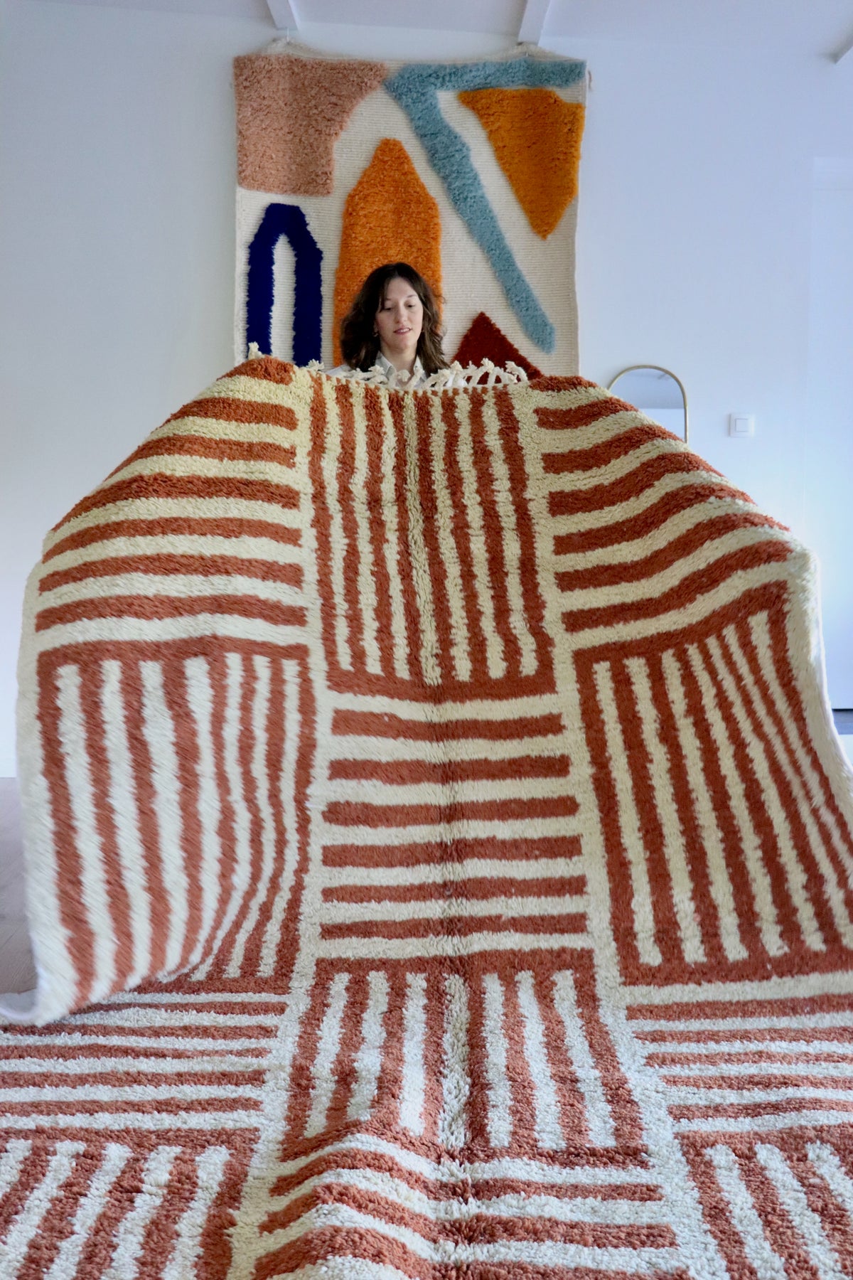 Beni Ouarain Marokkaans kleurrijk tapijt (1284) 295x205cm - Cubes