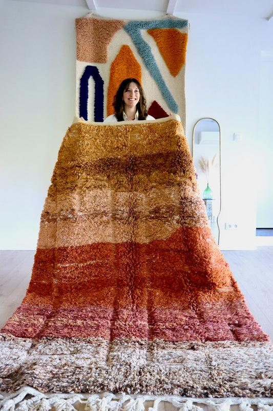 Beni Ouarain Moroccan Colorful Rug (1259) 246x158cm - Sunset in the Desert