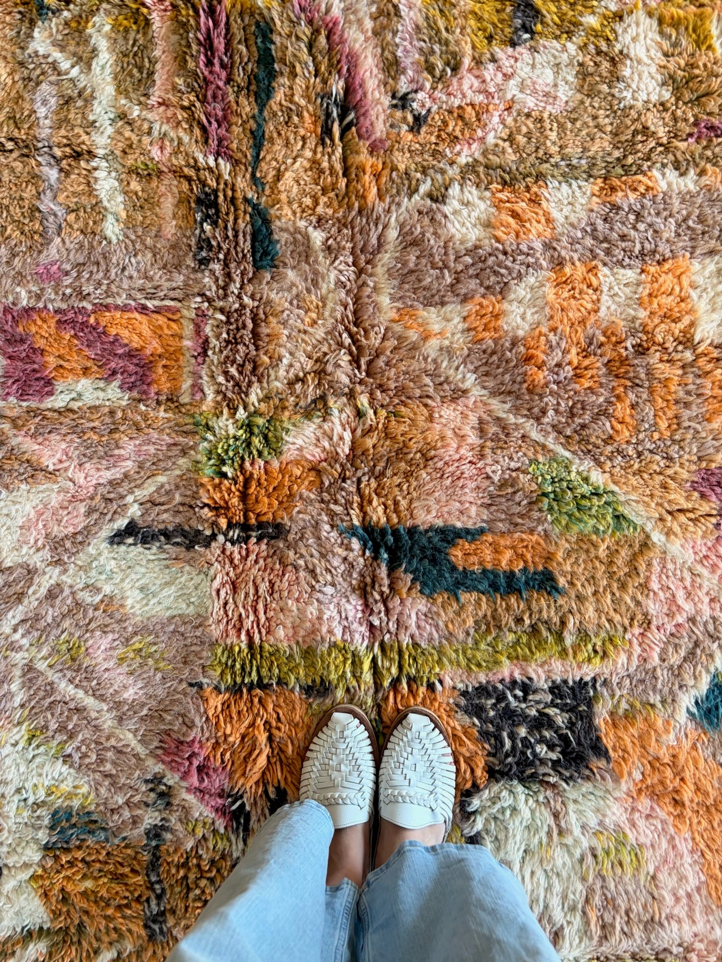 Beni Ouarain Moroccan Colorful Rug (1235) 304x213cm - Chartreuse