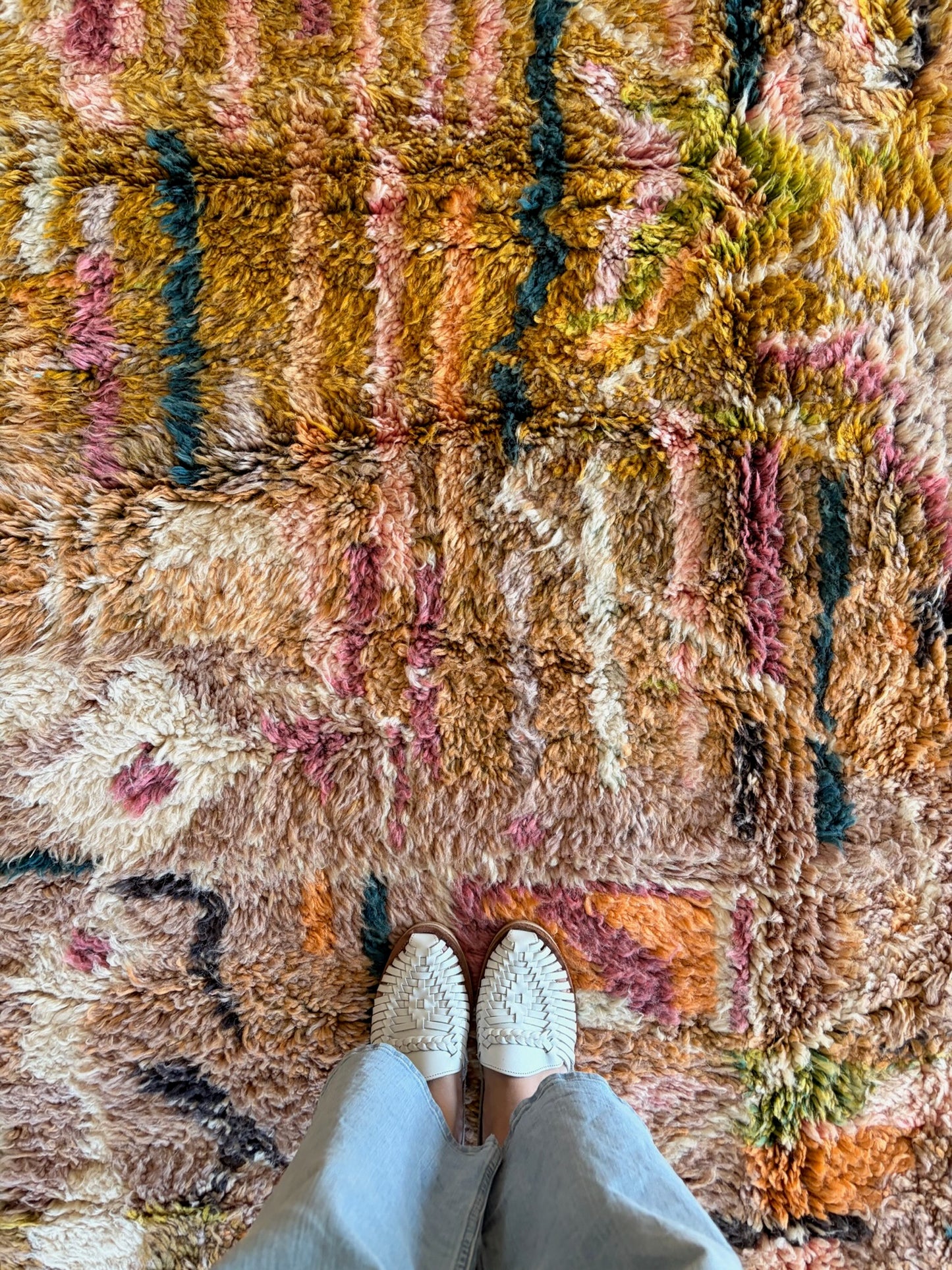 Beni Ouarain Moroccan Colorful Rug (1235) 304x213cm - Chartreuse