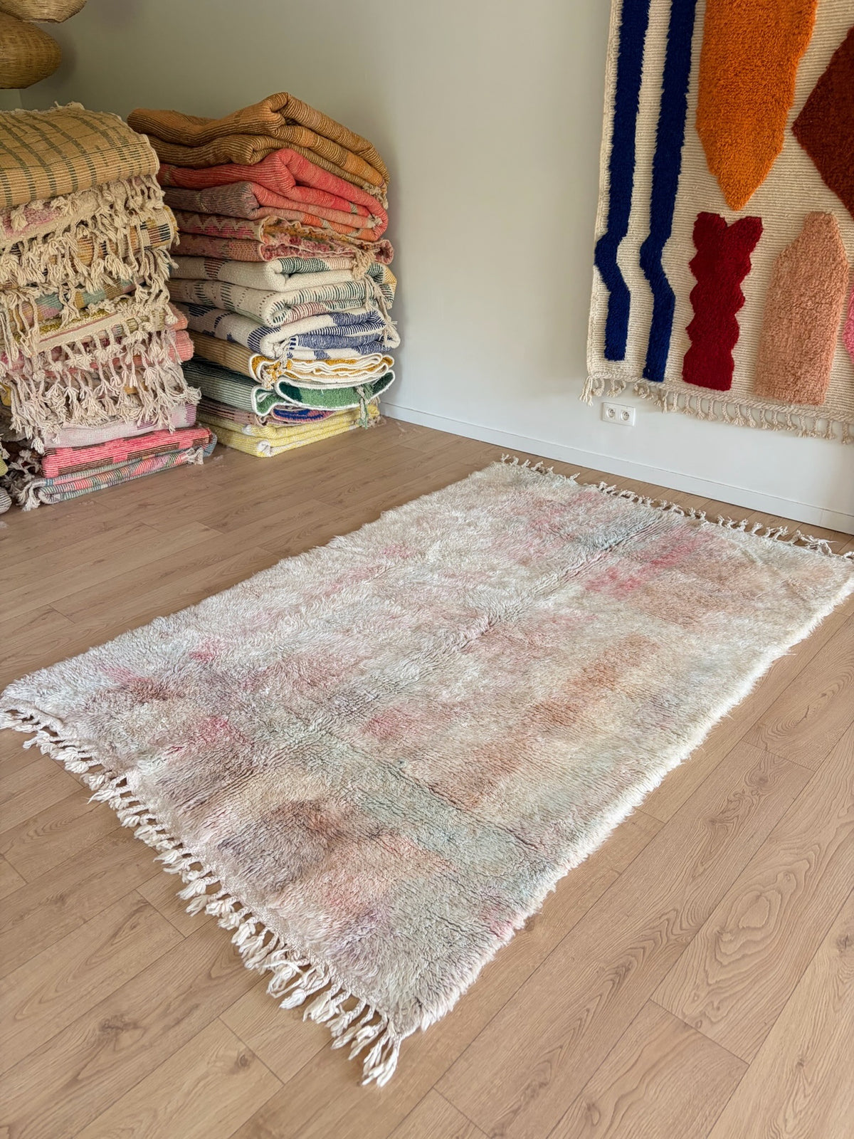 Beni Ouarain Moroccan Colorful Rug (1245) 230x158cm - Icy Blue