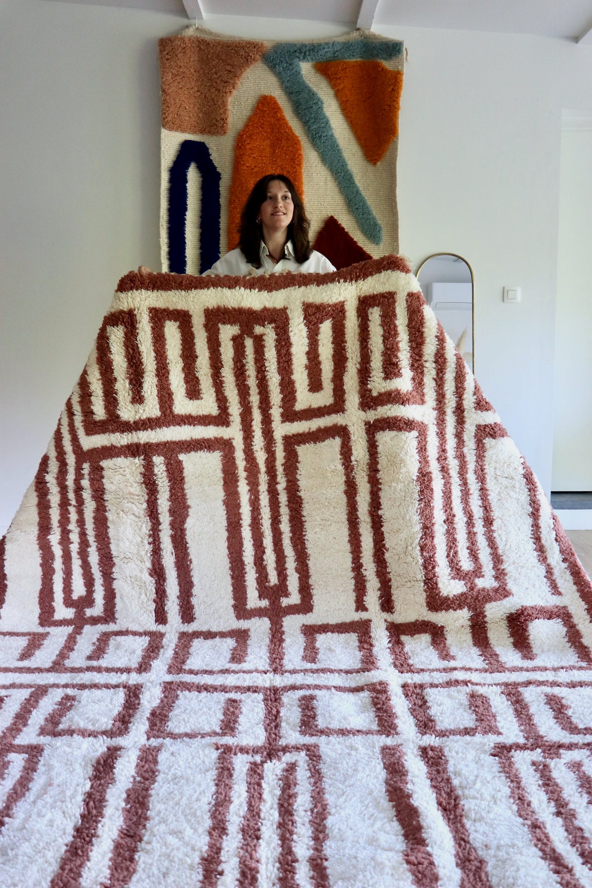 Beni Ouarain Moroccan Colorful Rug (1305) 363x234cm - Red Wine