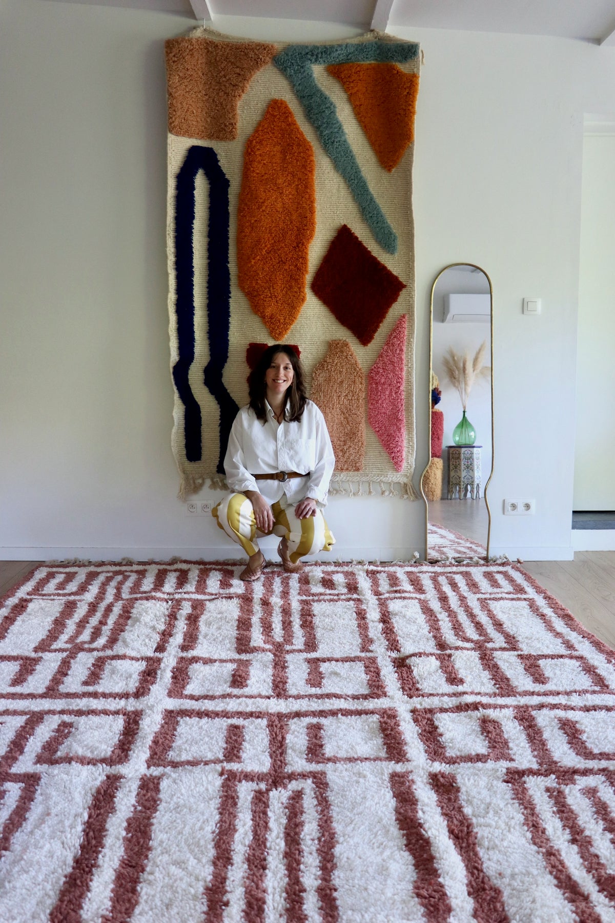 Beni Ouarain Moroccan Colorful Rug (1305) 363x234cm - Red Wine