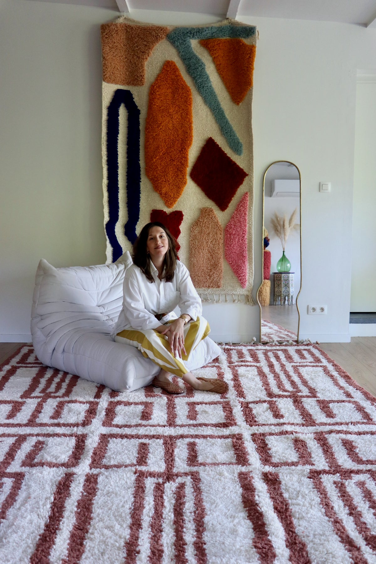 Beni Ouarain Moroccan Colorful Rug (1305) 363x234cm - Red Wine