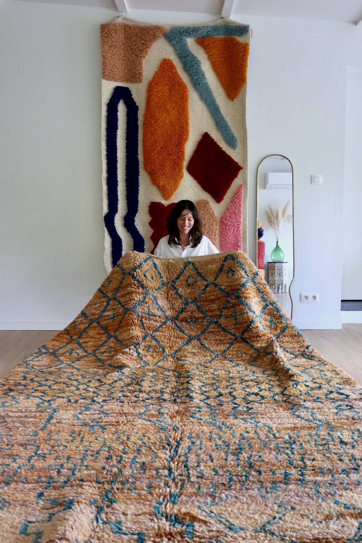 Beni Ouarain Moroccan Colorful Rug (1297) 301x219cm - On the Beach