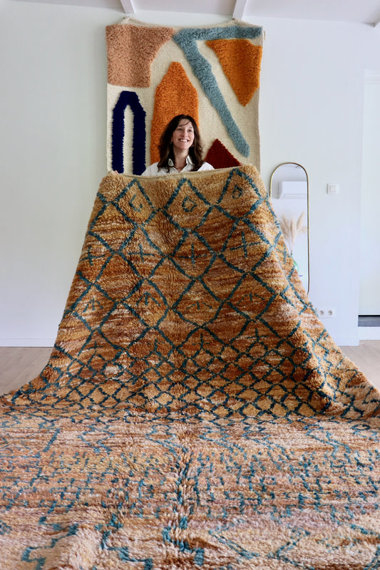 Beni Ouarain Moroccan Colorful Rug (1297) 301x219cm - On the Beach