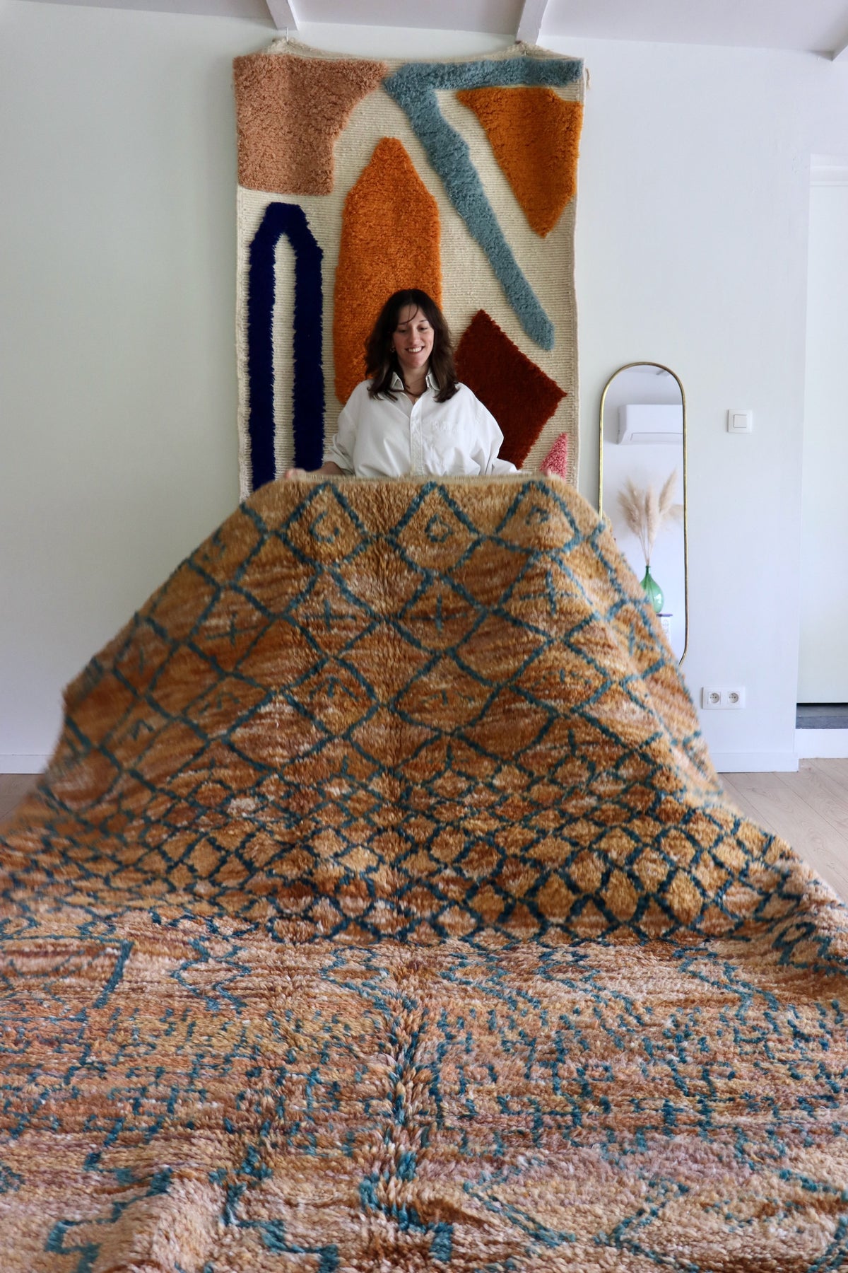 Beni Ouarain Moroccan Colorful Rug (1297) 301x219cm - On the Beach