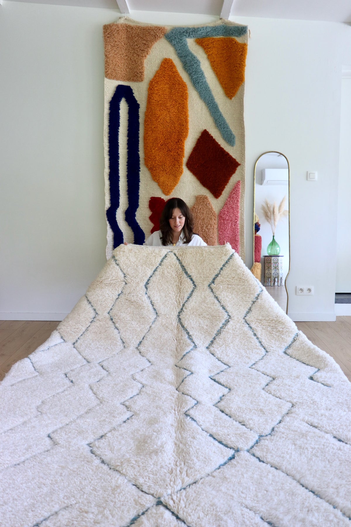 Tapis Beni Ouarain coloré (1280) 290x209cm - Ice