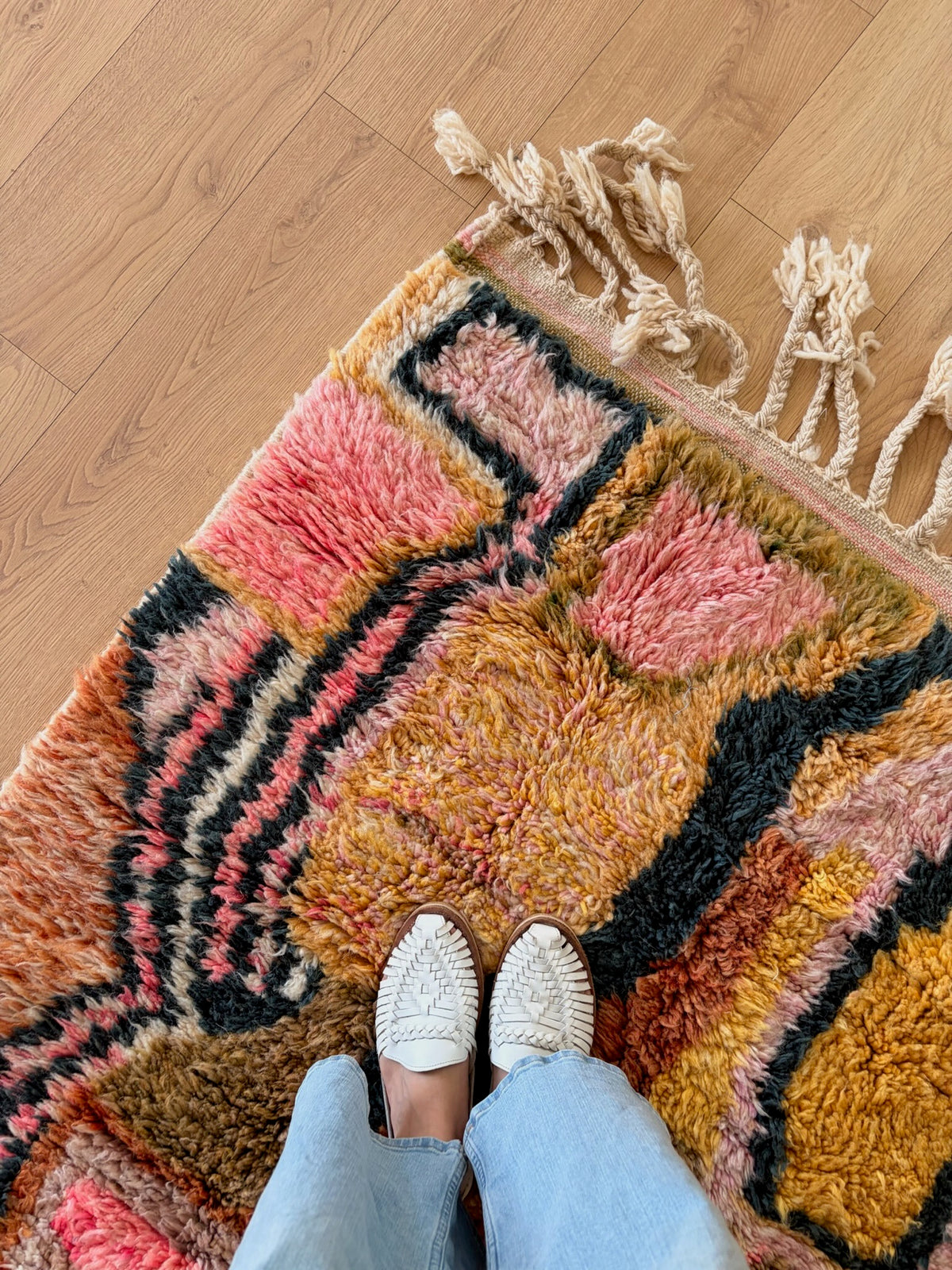 Beni Ouarain Moroccan Colorful Rug (1246) 245x164cm - Retro
