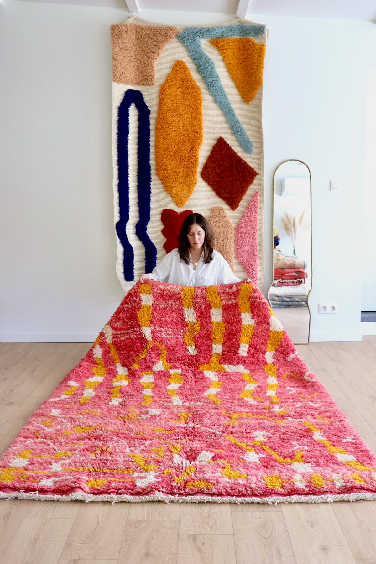 Beni Ouarain Moroccan Colorful Rug (1253) 214x165cm - Peonies