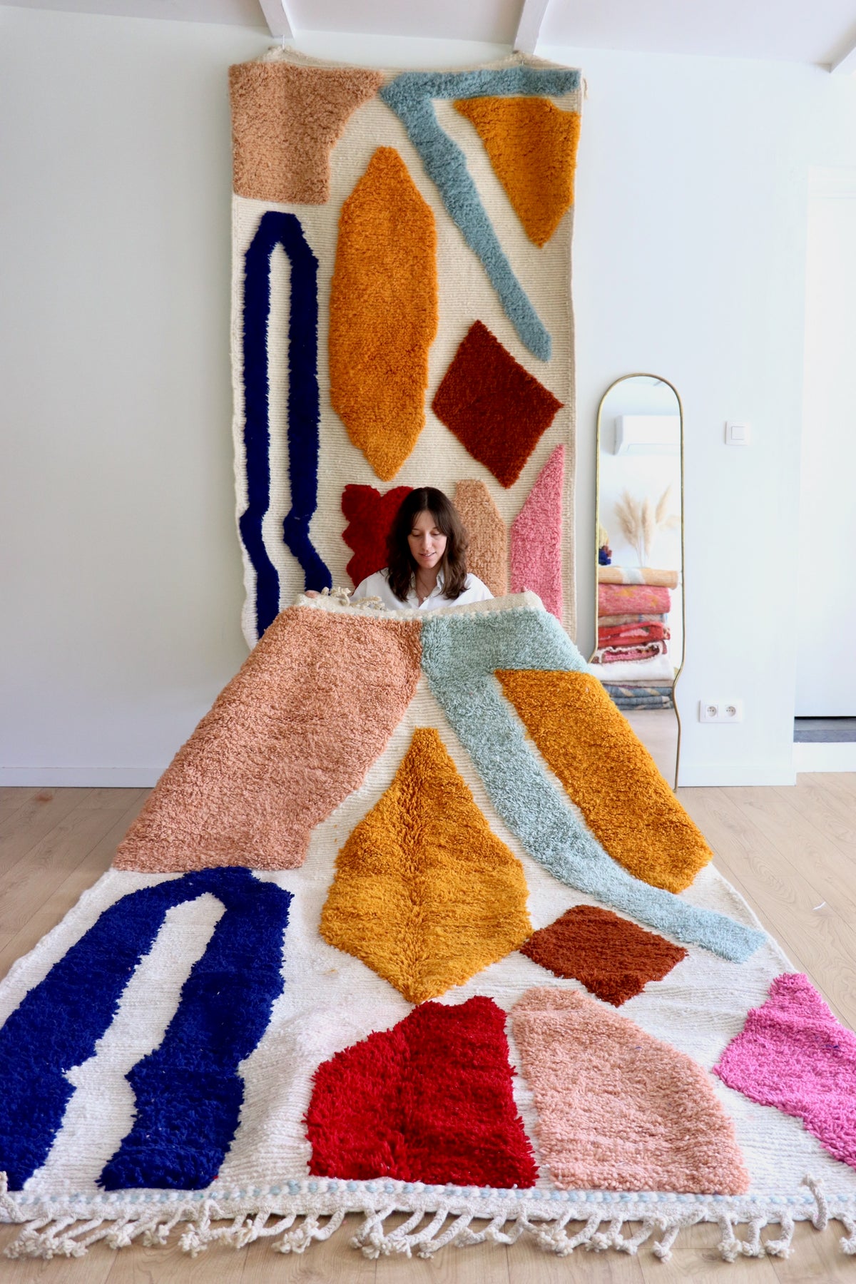 Beni Ouarain Moroccan Colorful Rug (1262) 252x158cm - Logo