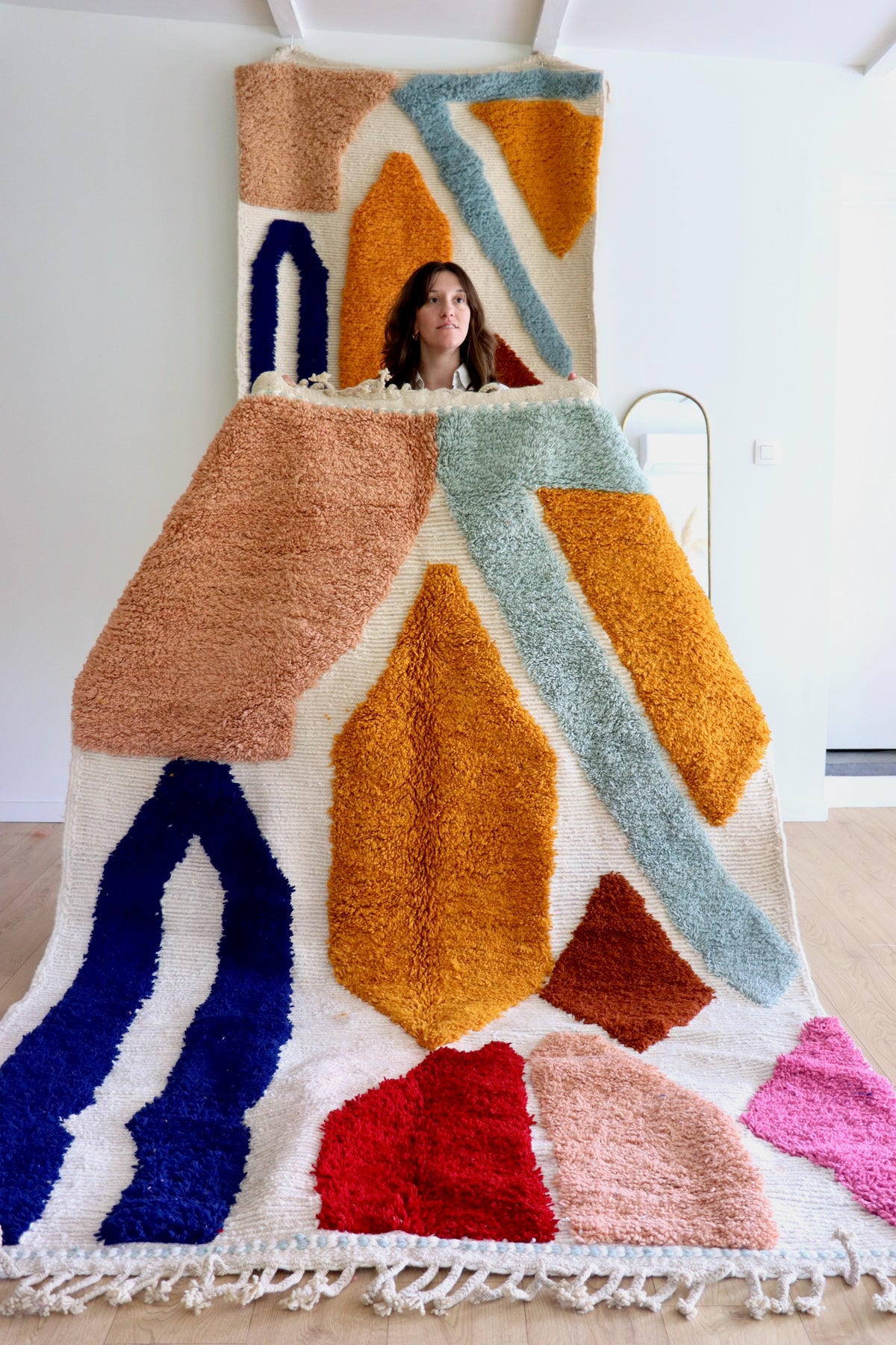 Beni Ouarain Moroccan Colorful Rug (1262) 252x158cm - Logo