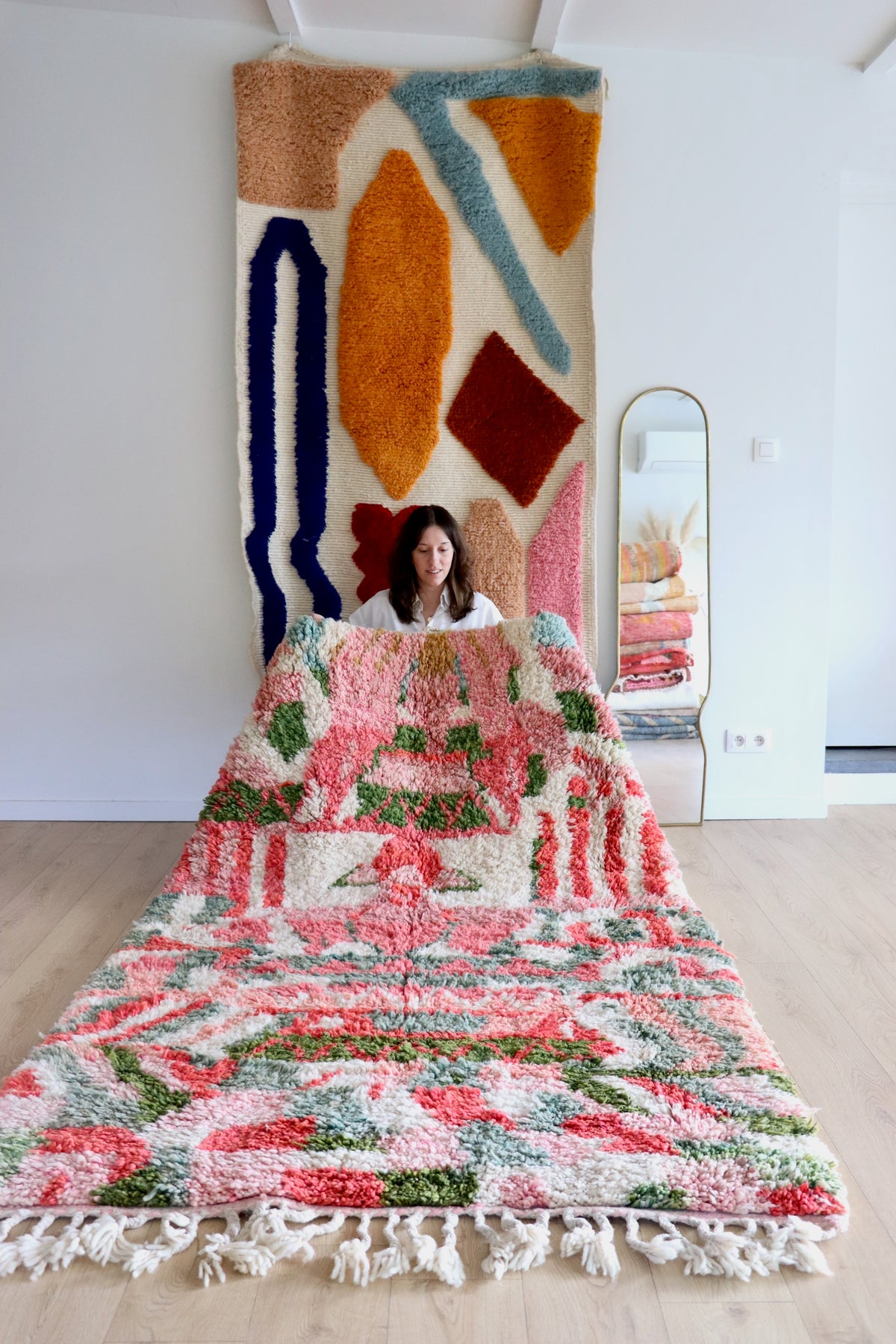 Beni Ouarain Moroccan Colorful Rug (1250) 243x150cm - Strawberry Ice Cream