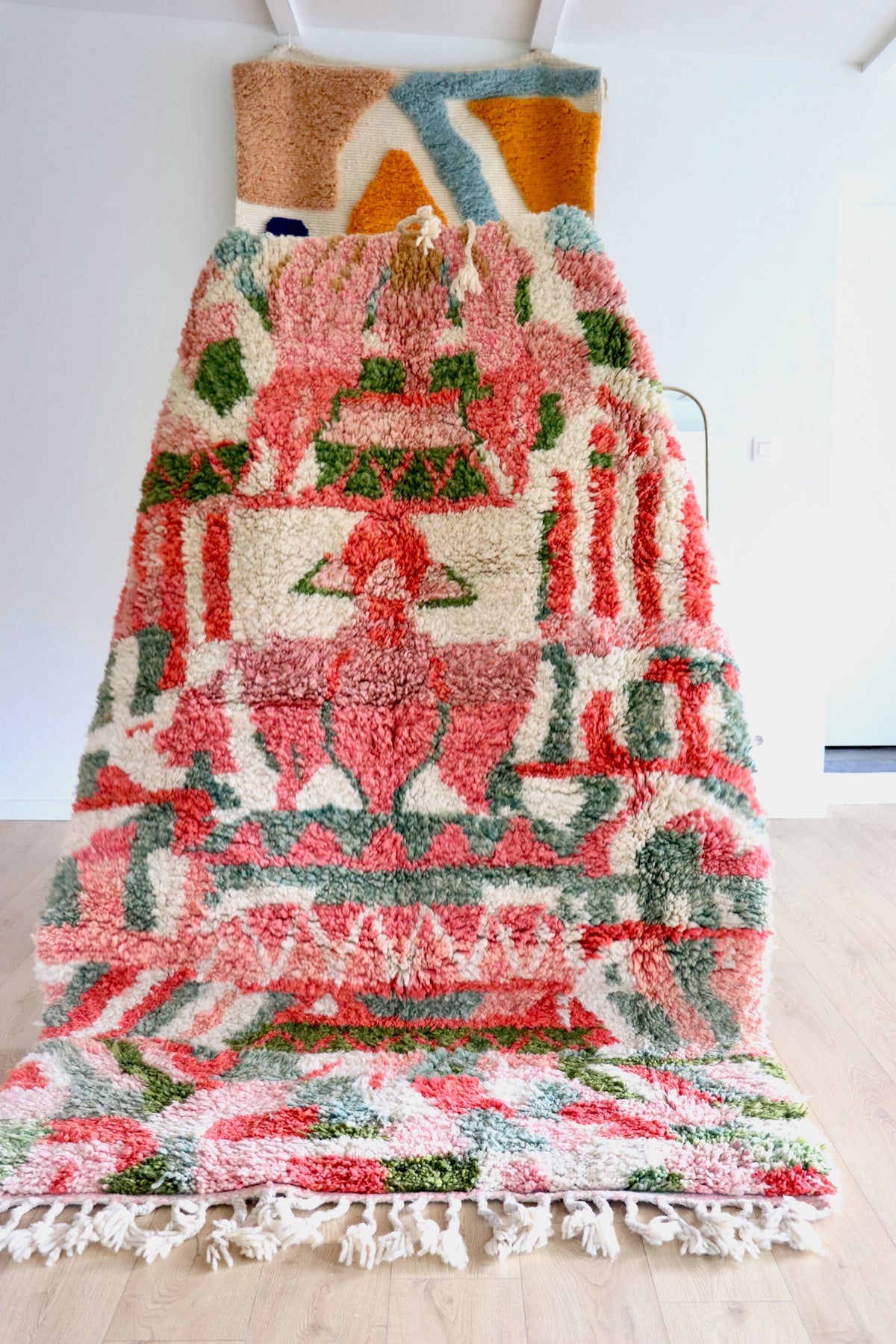 Beni Ouarain Moroccan Colorful Rug (1250) 243x150cm - Strawberry Ice Cream