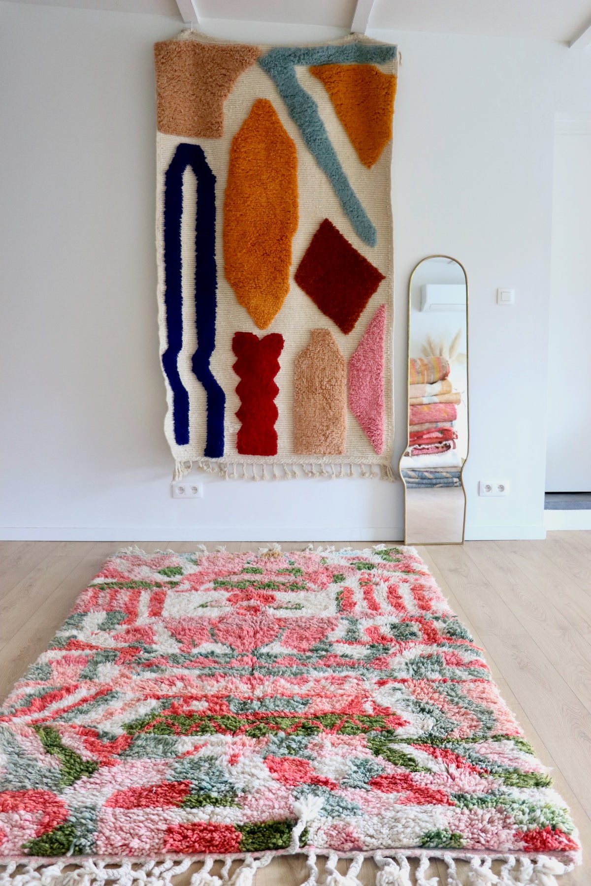 Beni Ouarain Moroccan Colorful Rug (1250) 243x150cm - Strawberry Ice Cream