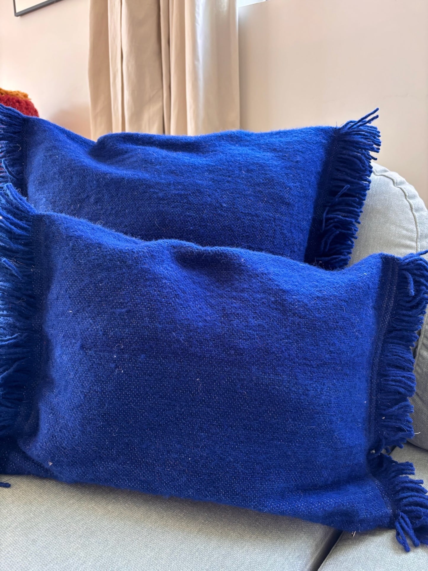 Moroccan Wool Cushions with tassels - Blue/Pink/Orange/Butter Yellow/Terracotta