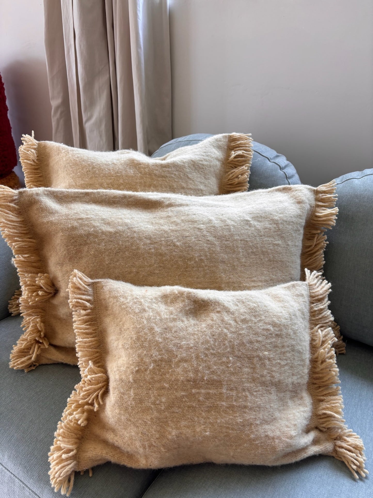 Moroccan Wool Cushions with tassels - Blue/Pink/Orange/Butter Yellow/Terracotta