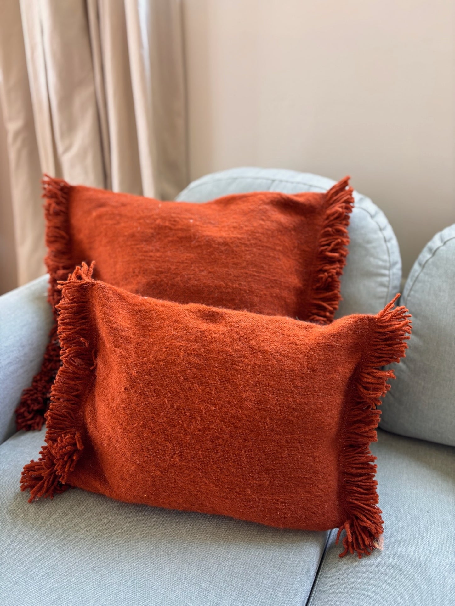 Moroccan Wool Cushions with tassels - Blue/Pink/Orange/Butter Yellow/Terracotta