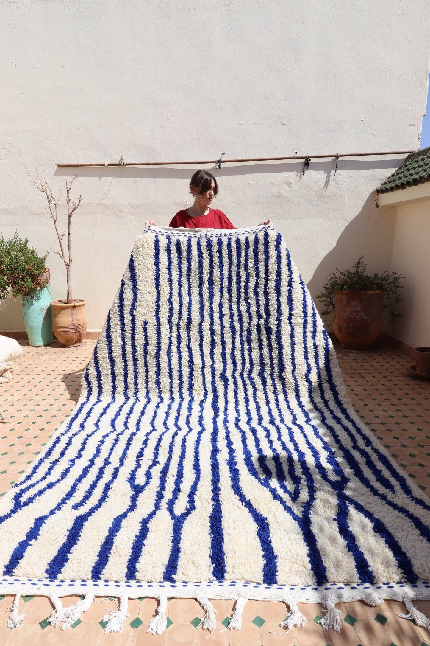 White and Blue Berber Wool Rug made to order (8) - DEPOSIT