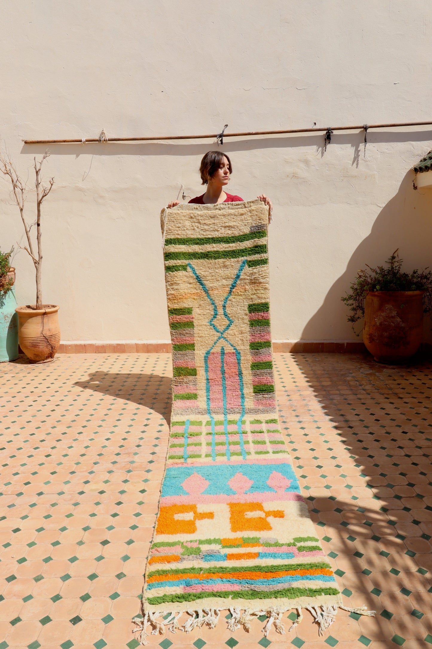 Boujaad Moroccan Colorful Runner Rug (369) 300x68cm