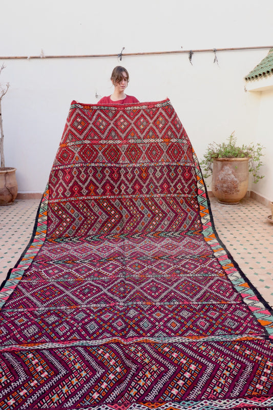 Vintage Berber Kilim Rug (377) 365x188cm