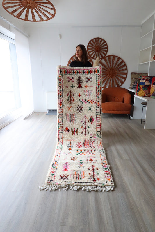 White Berber Wool Rug (396) 237x80cm - Playful