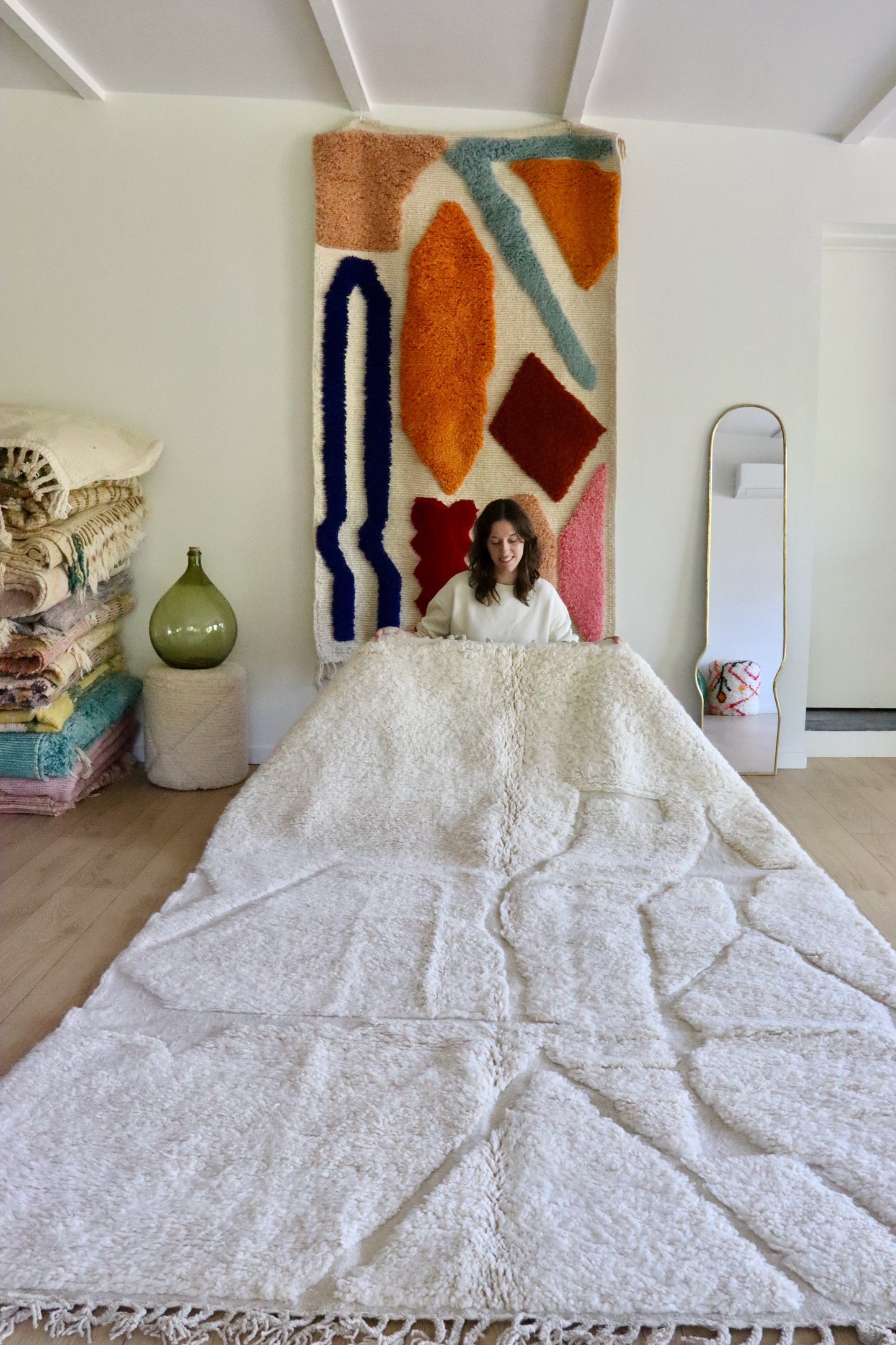 Beni Ouarain Moroccan Rug (919) 292x192cm - Ice