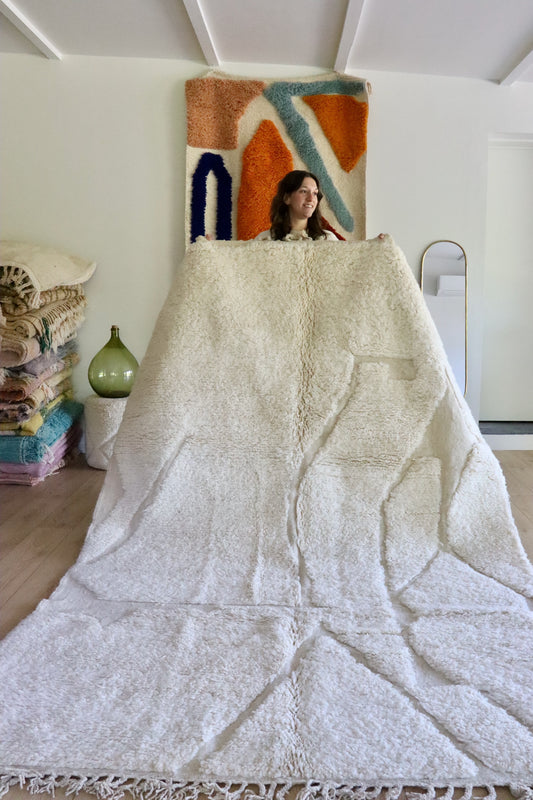 Beni Ouarain Moroccan Rug (919) 292x192cm - Ice