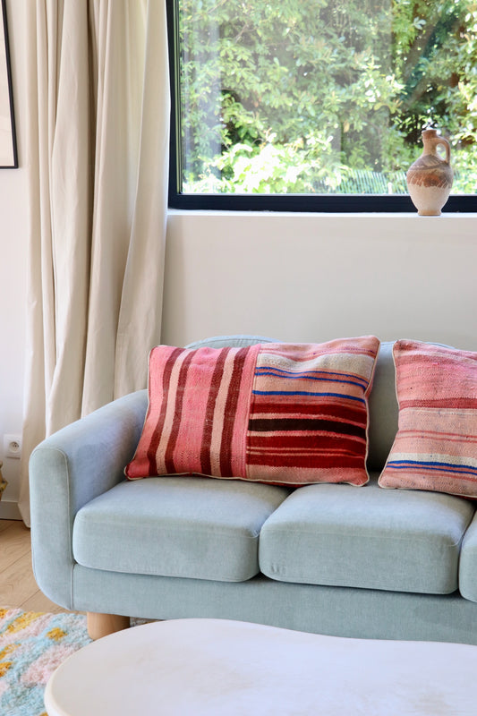 Pink Moroccan Wool Cushion - 75x50cm