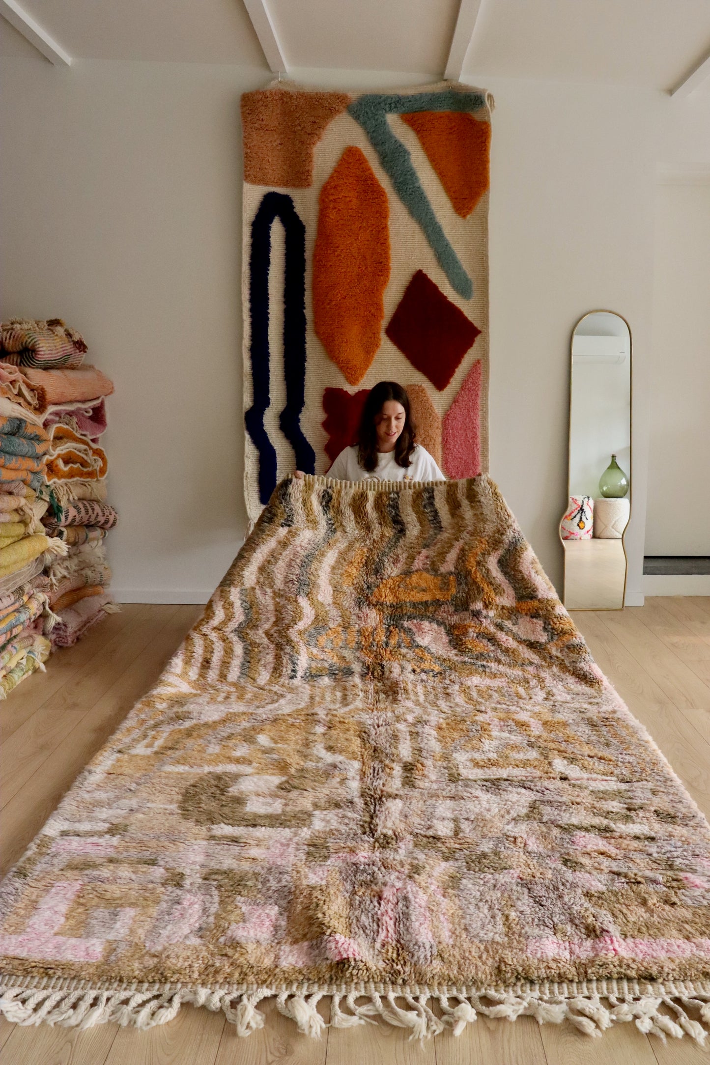 Beni Ouarain Moroccan Colorful Rug (924) 262x173cm - Moss