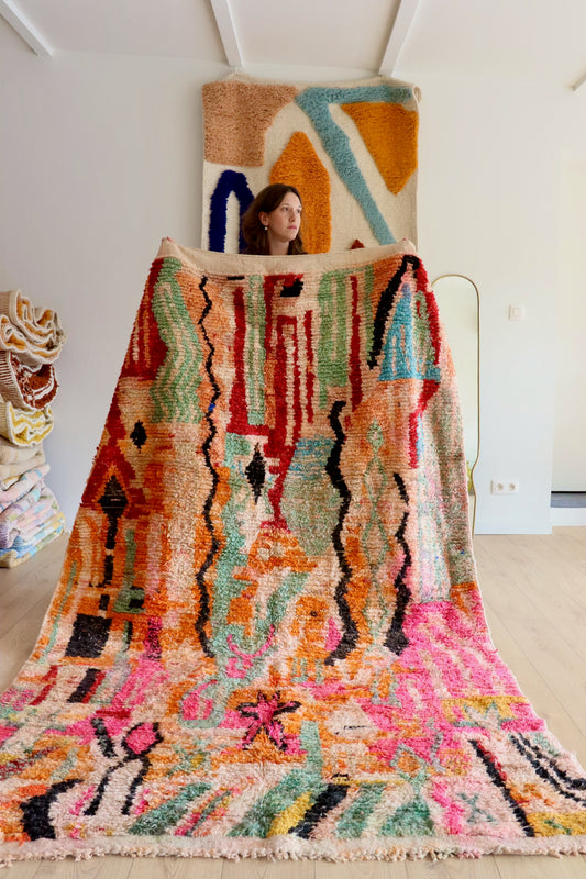 Tapis Beni Ouarain coloré (938) 260x156cm - Bubble Gum