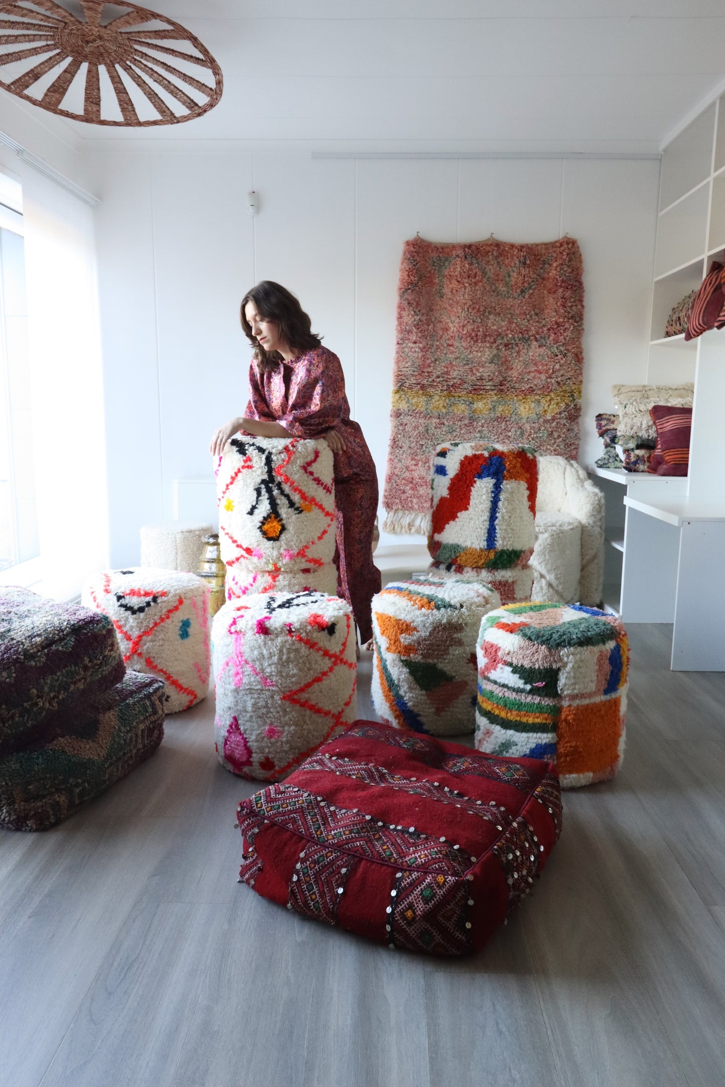 Red Kilim Pouf