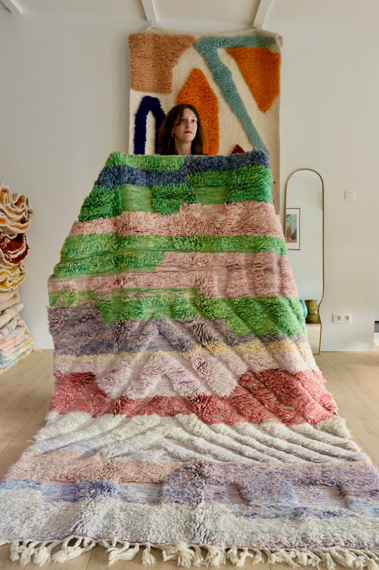 Tapis Beni Ouarain coloré (942) 240x155cm - Fae Garden