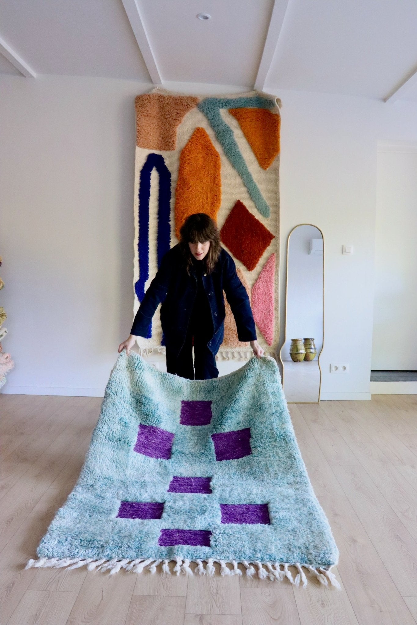 Beni Ouarain Moroccan Colorful Rug (1002) 153x120cm - Cayman Islands - Tree of Colors