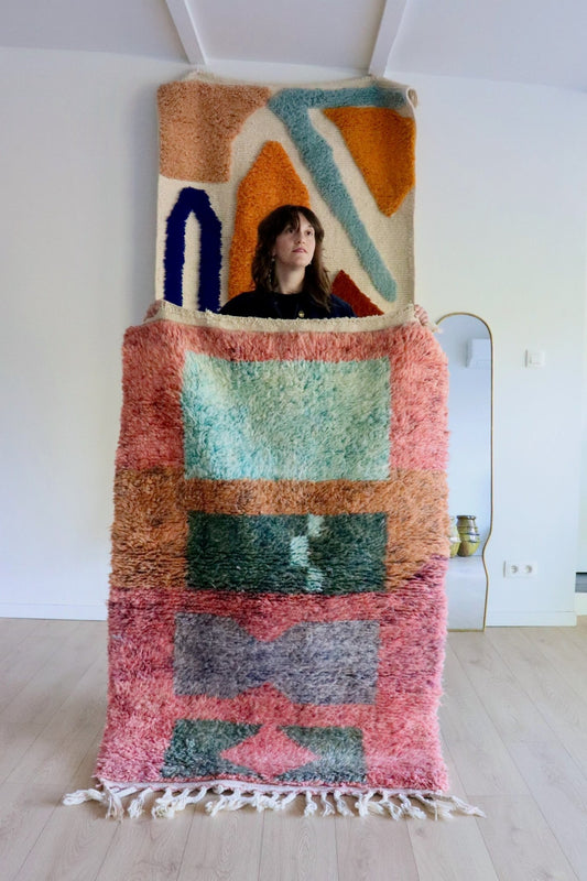 Beni Ouarain Moroccan Colorful Rug (1004) 160x104cm - Popsicle - Tree of Colors