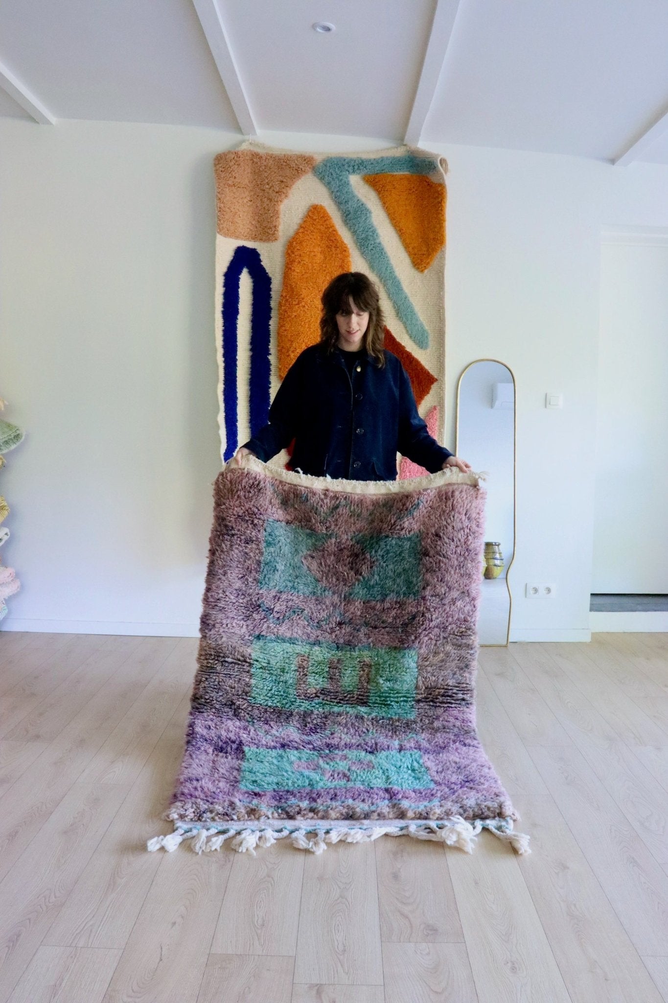 Beni Ouarain Moroccan Colorful Rug (1007) 162x102cm - Purple Moss 2 - Tree of Colors