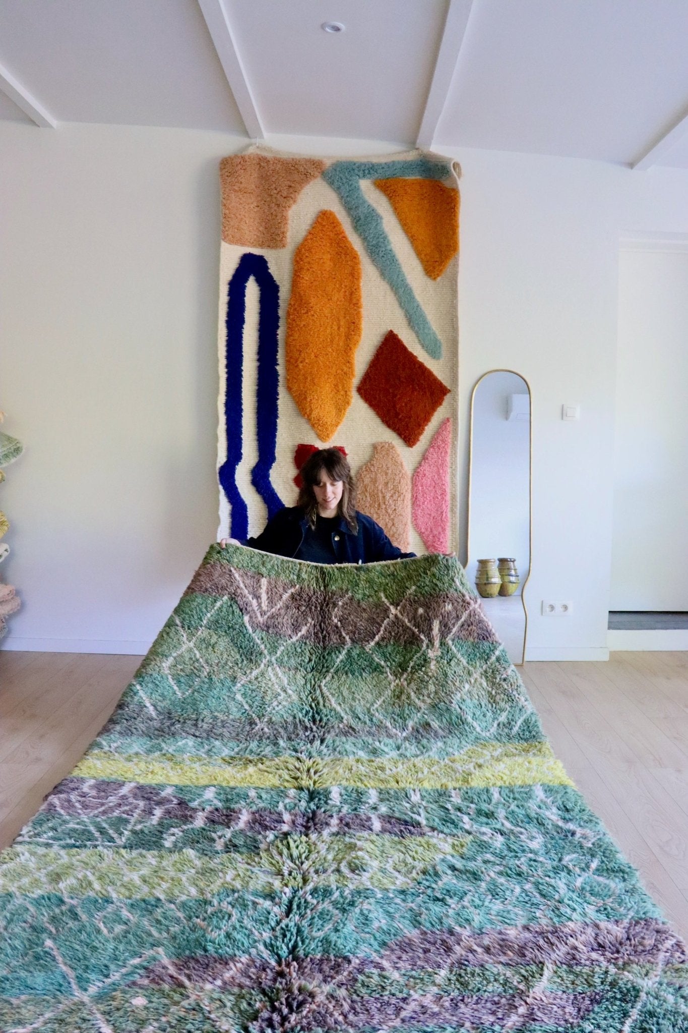 Beni Ouarain Moroccan Colorful Rug (1009) 263x167cm - Forest - Tree of Colors