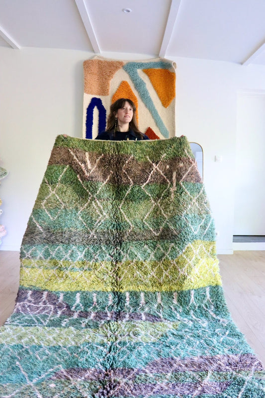 Beni Ouarain Moroccan Colorful Rug (1009) 263x167cm - Forest - Tree of Colors