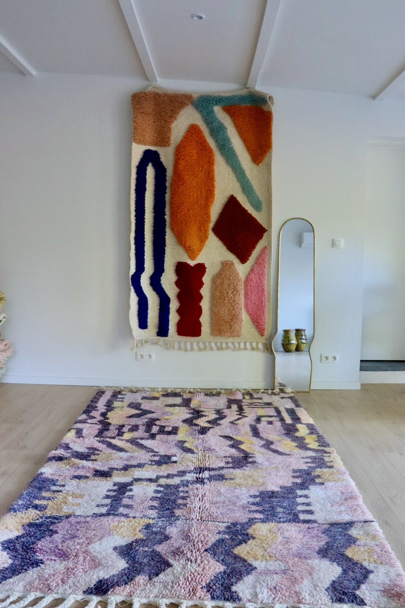 Beni Ouarain Moroccan Colorful Rug (1010) 255x156cm - Pinky Dust - Tree of Colors