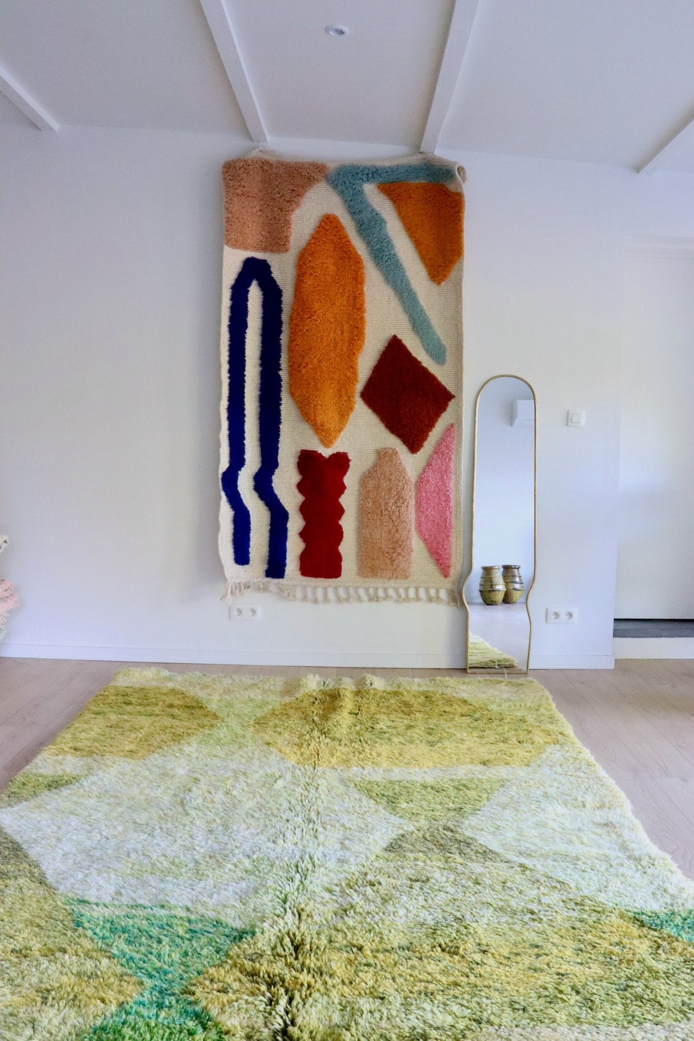 Beni Ouarain Moroccan Colorful Rug (1020) 300x200cm - Chartreuse - Tree of Colors