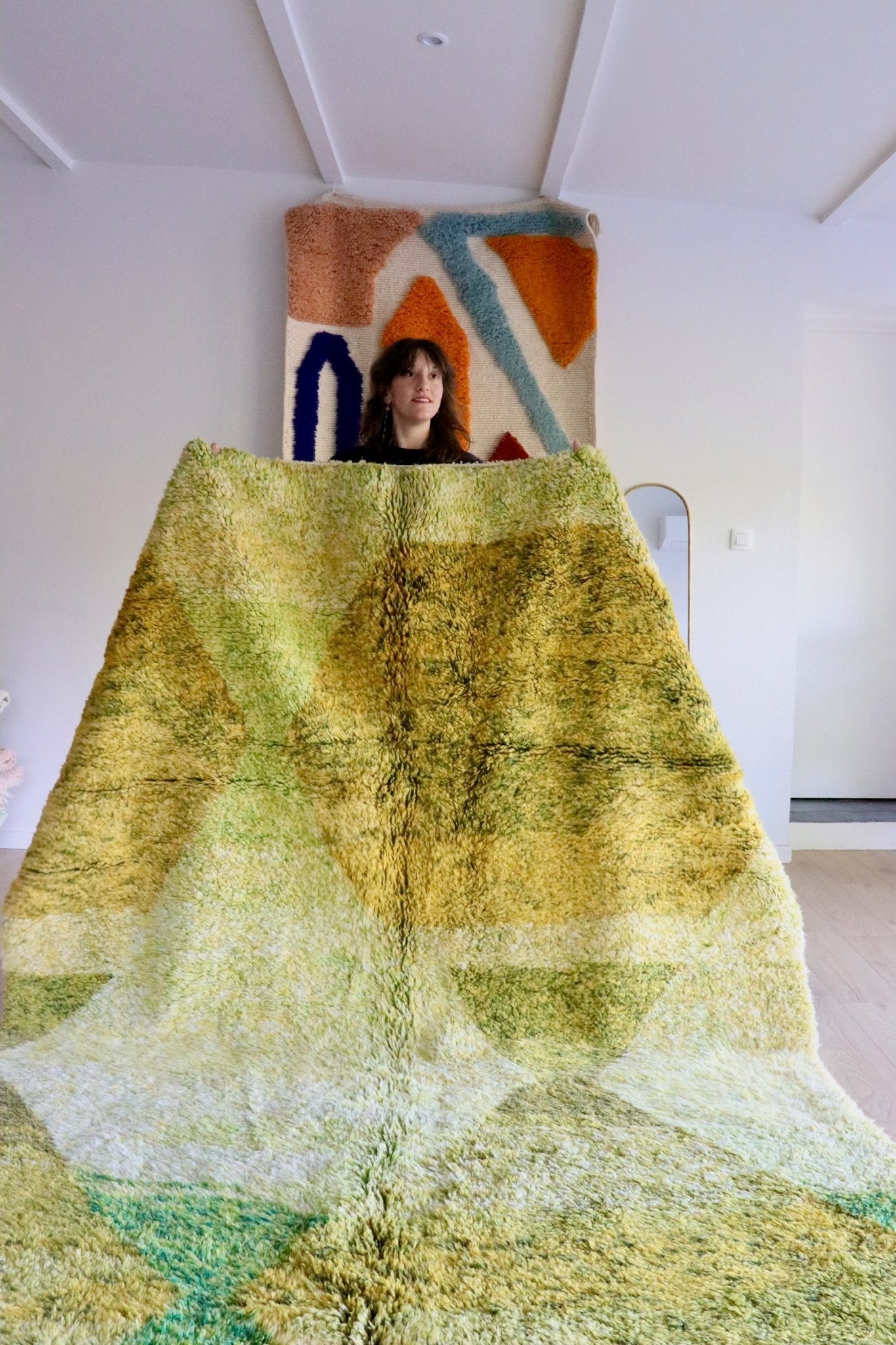 Beni Ouarain Moroccan Colorful Rug (1020) 300x200cm - Chartreuse - Tree of Colors