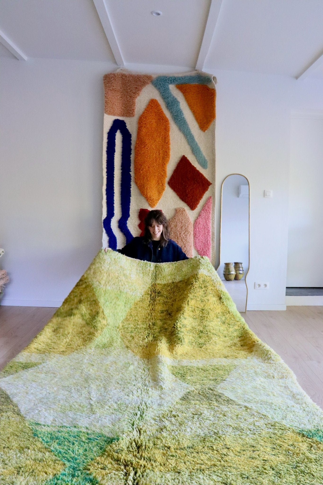 Beni Ouarain Moroccan Colorful Rug (1020) 300x200cm - Chartreuse - Tree of Colors