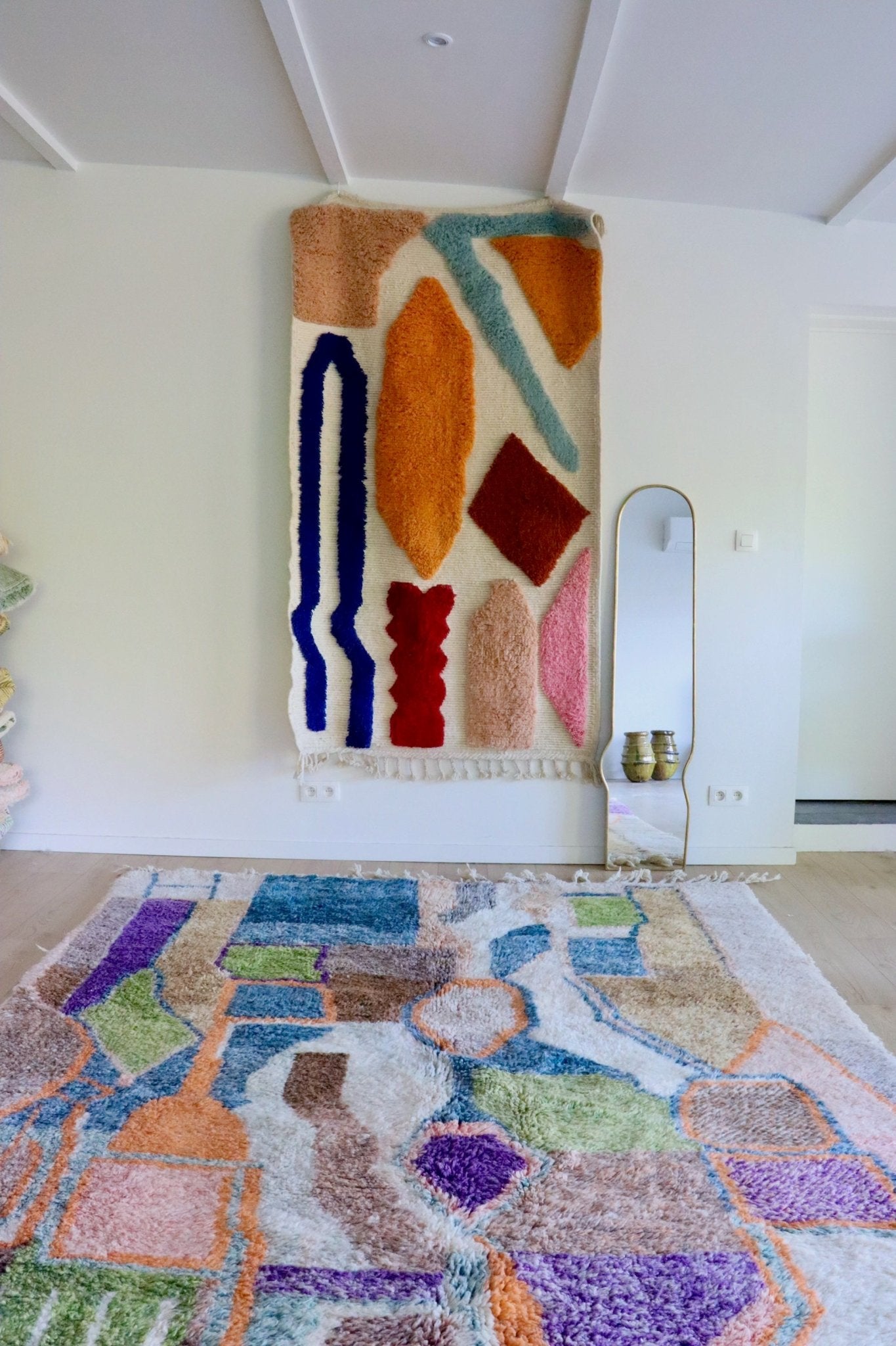 Beni Ouarain Moroccan Colorful Rug (1022) 293x223cm - Outremer - Tree of Colors