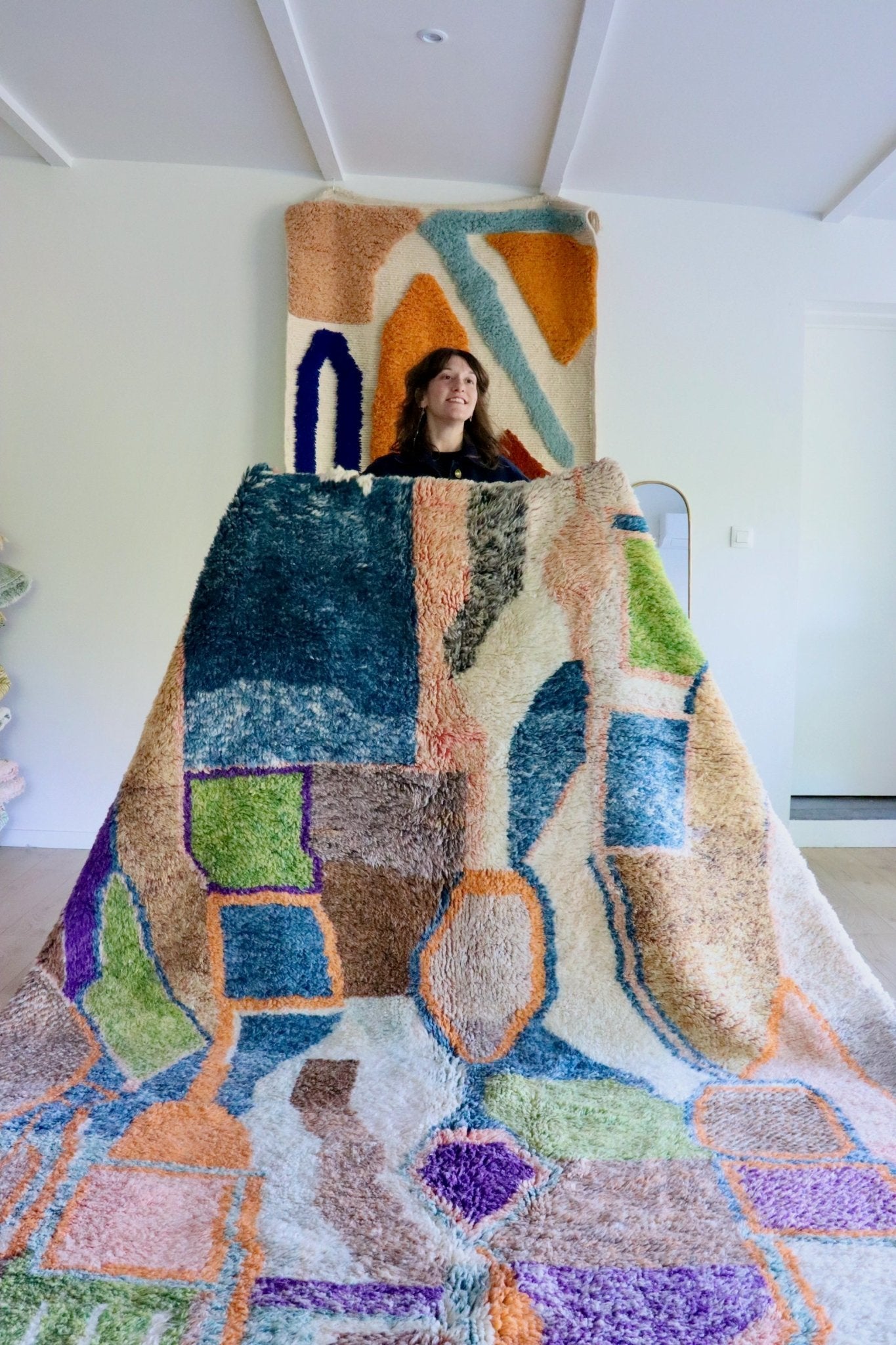 Beni Ouarain Moroccan Colorful Rug (1022) 293x223cm - Outremer - Tree of Colors