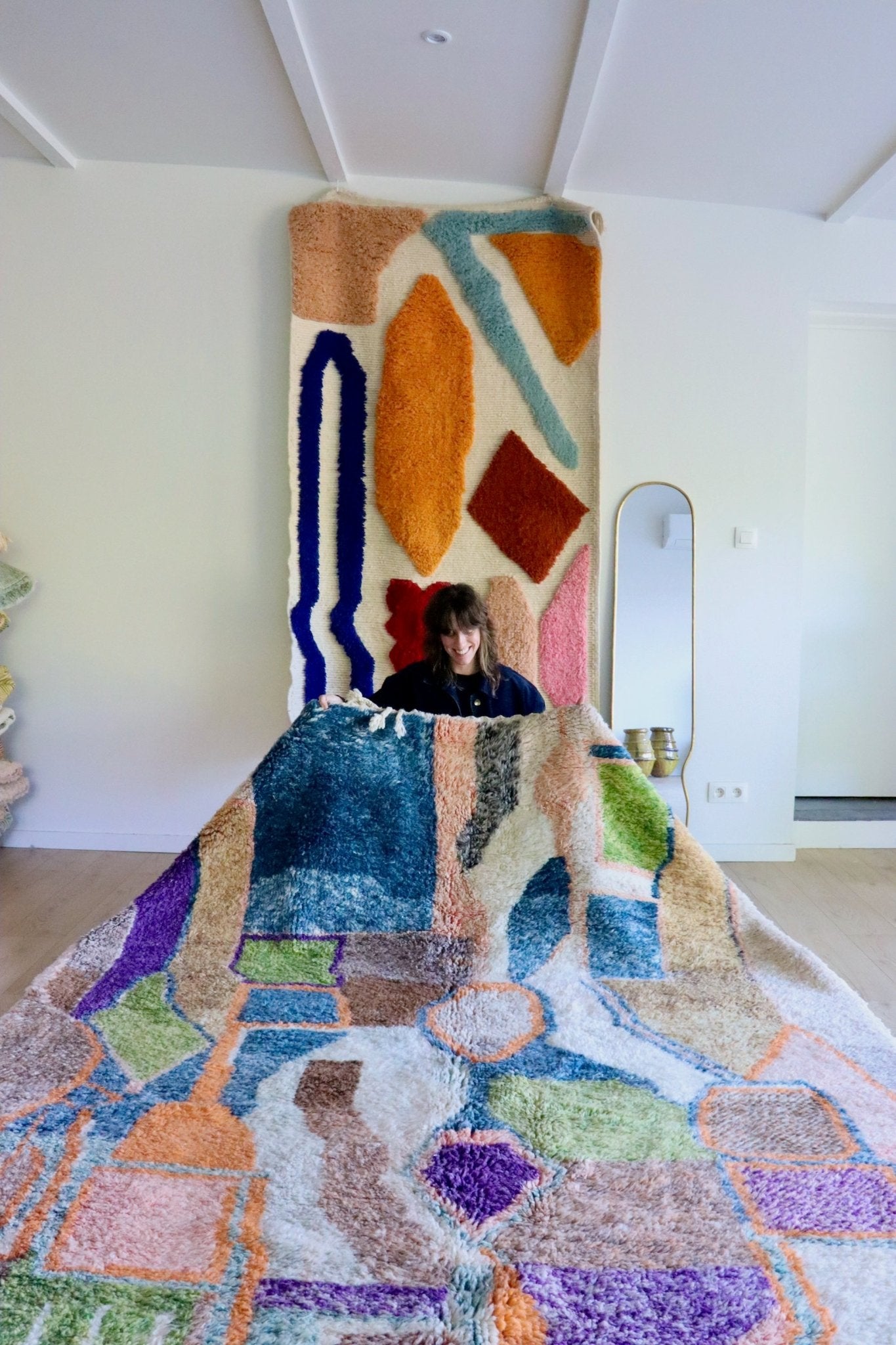 Beni Ouarain Moroccan Colorful Rug (1022) 293x223cm - Outremer - Tree of Colors