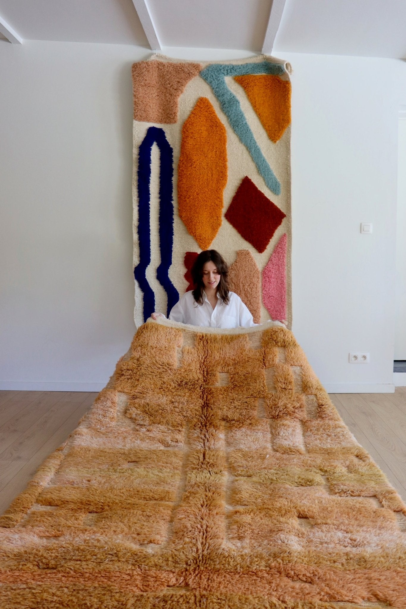 Beni Ouarain Moroccan Colorful Rug (1037) 247x174cm - Terra - Tree of Colors