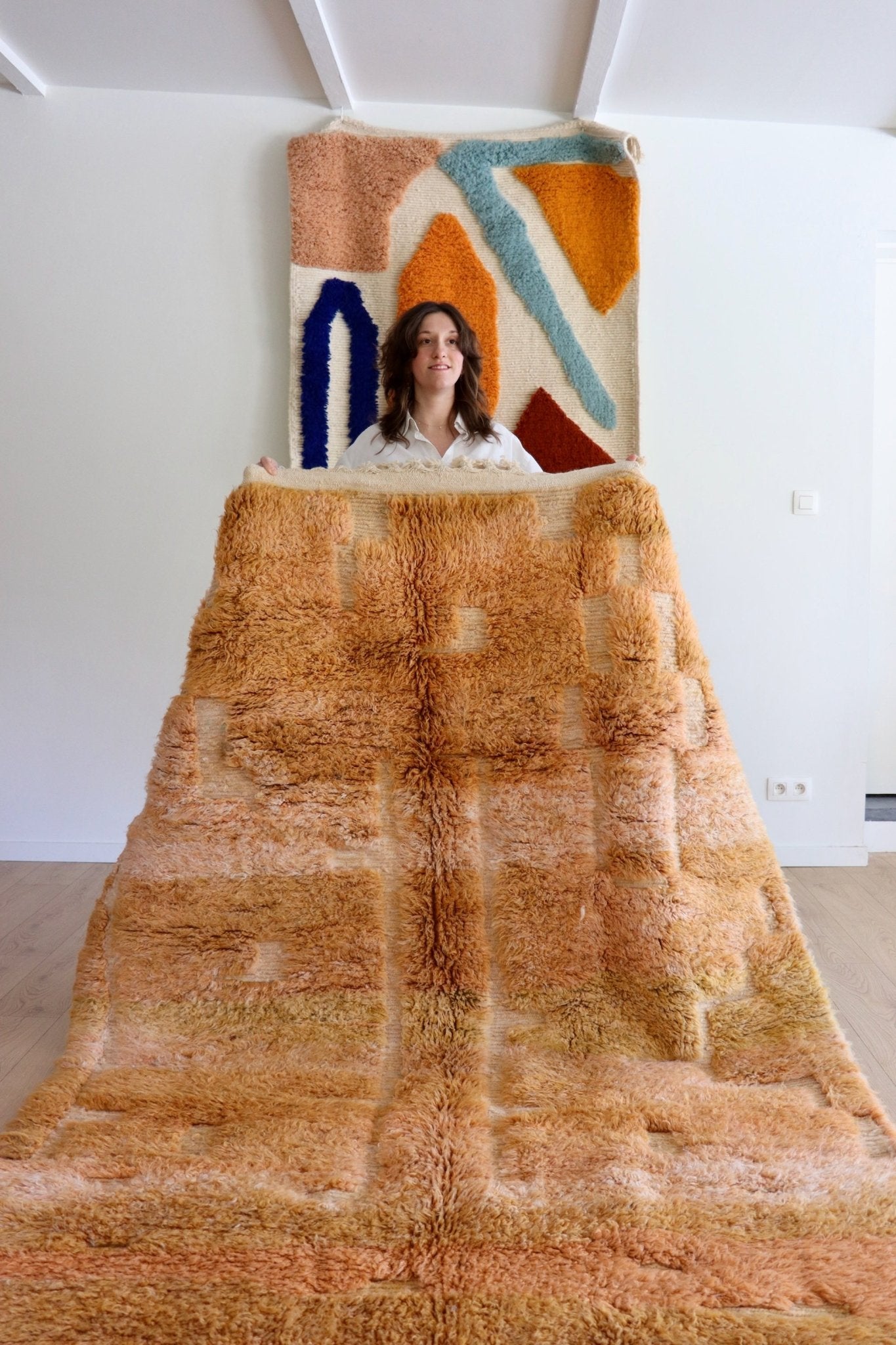 Beni Ouarain Moroccan Colorful Rug (1037) 247x174cm - Terra - Tree of Colors