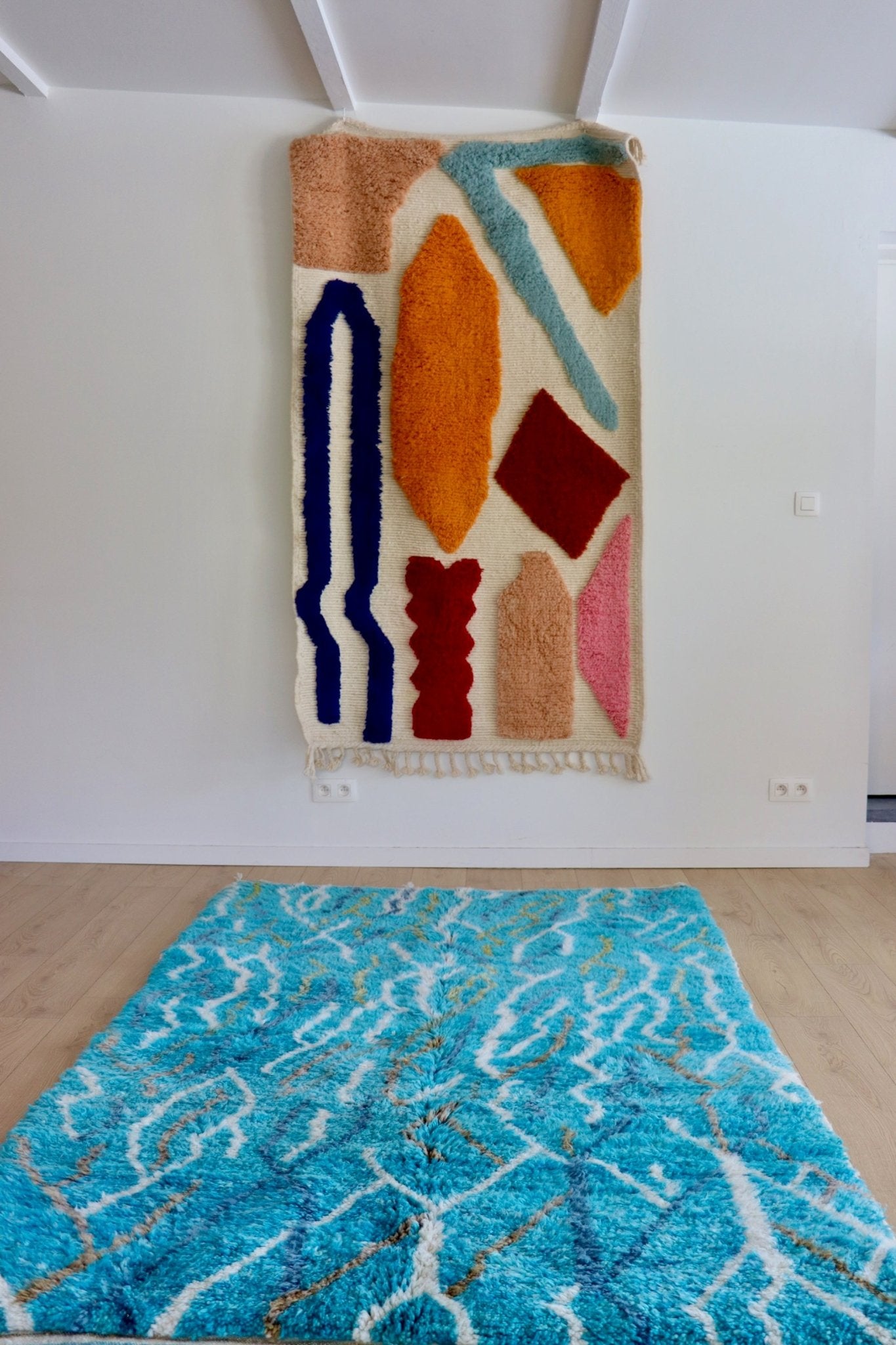 Beni Ouarain Moroccan Colorful Rug (1041) 249x157cm - Blue - Tree of Colors